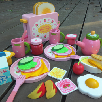 mother garden草莓下午茶组烤面包机3-4-5-6岁女孩过家家厨房玩具