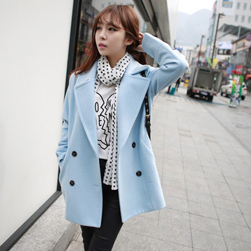2015秋冬女装新款韩版加厚中长款毛呢外套女茧型时尚羊毛呢子大衣