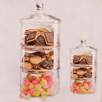欧式 透明带盖婚庆玻璃糖果罐摆件 创意甜品装饰储物罐工艺玻璃罩