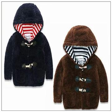 童装男童羊绒棉衣秋冬季2015新款儿童羊角扣外套纯棉加绒棉服欧美