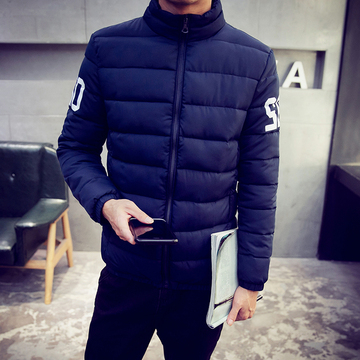 冬季青少年男装韩版修身外套男士保暖棉衣薄款立领学生大码棉服潮