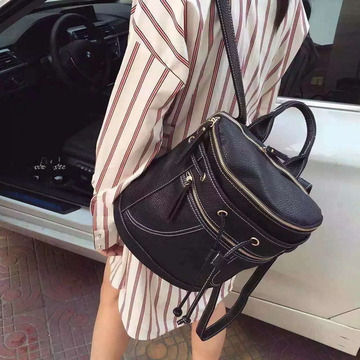 韩版潮女子抽绳黑色大容量女款双肩个性旅游背包女用双肩包包2015