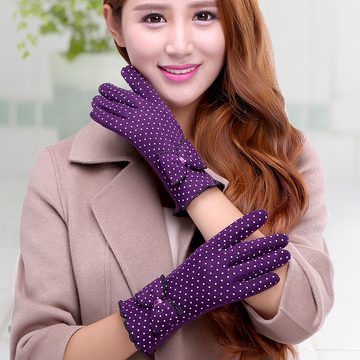 韩版女士触摸屏可爱保暖手套 加绒秋冬季全指显瘦女加厚手套防寒