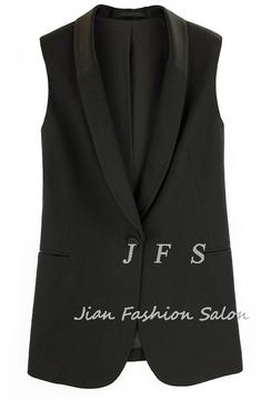 JFS原创 简约中性 青果领西服式修身马夹 黑白二色
