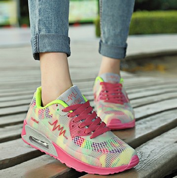 气垫鞋女韩版秋季学生运动休闲鞋厚底增高跑步潮鞋透气系带单鞋子