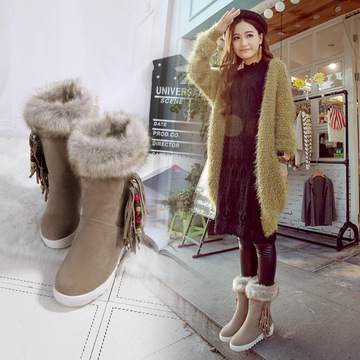 冬季新款韩版雪地靴棉靴时尚学生靴休闲靴百搭修身冬靴中长款女靴