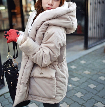 冬天棉袄学生女羊羔毛外套中长款棉衣韩版棉服宽松韩国冬衣面包服