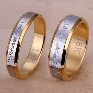 电镀18K黄金情侣钛钢戒指 日韩食指对戒 男 女款925银戒指环饰品