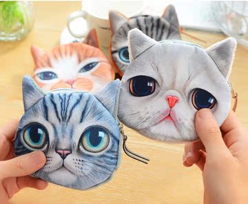 韩国可爱mimi动物零钱包 韩版布艺猫咪小零钱包手拿猫星人小包
