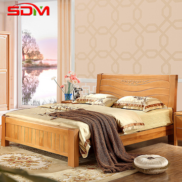 石木床1.8米 双人床全实木床榉木1.8米简约现代中式双人床卧室1 8