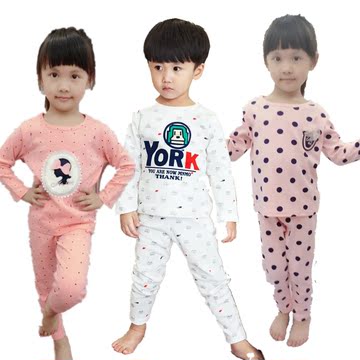 夏季韩版卡通纯棉长袖男孩儿童睡衣套装女中童小孩宝宝睡衣春秋季