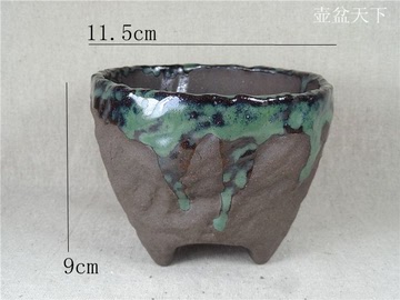 宜兴陶瓷紫砂小花盆粗陶盆个性花盆圆型花盆景盆自产直销特价219