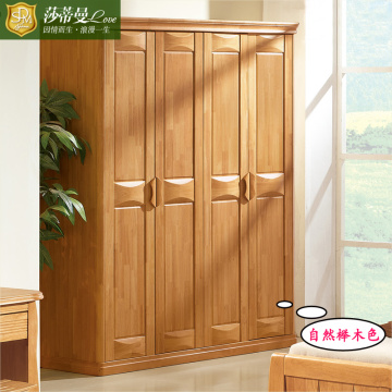 衣柜实木柜子推拉门+2 3 4 6门卧室简约现代两三四移门纯木头橡木