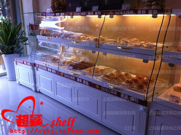 烤漆圆弧面包柜面包货架面包展示柜食品面包柜蛋糕模型柜玻璃柜台