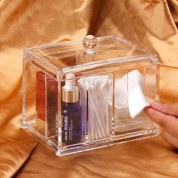 透明亚克力化妆棉盒 高档创意棉签盒 口红小样化妆品收纳储物盒