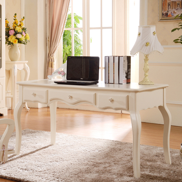 优恋家 欧式书桌白色实木 电脑桌台式家用双人卧室家具办公写字桌