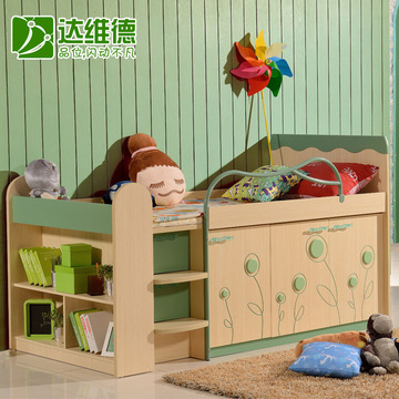 家具 青少年儿童家具 多功能组合半高床 带储物柜 卧室家具童床