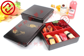 双剑日式食品级耐热塑料正方形带盖创意分格饭盒便当盒餐盒可拆卸