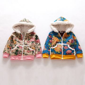 童装女童秋冬装外套2015儿童宝宝纯棉上衣卫衣双层加绒加厚羊羔绒