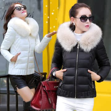 2015冬装新款棉衣女短款大毛领加厚韩版修身羽绒棉服棉袄女装外套