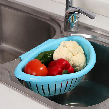 可挂式水槽收纳滤水篮 炫彩蔬菜水果沥水器 创意果蔬筛滴水娄124