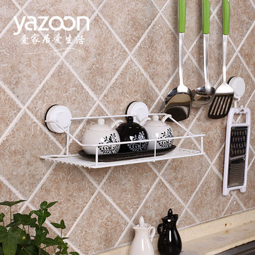 yazoon强力无痕吸盘 玻璃厨房浴室壁挂置物创意粘钩/挂钩长置物架