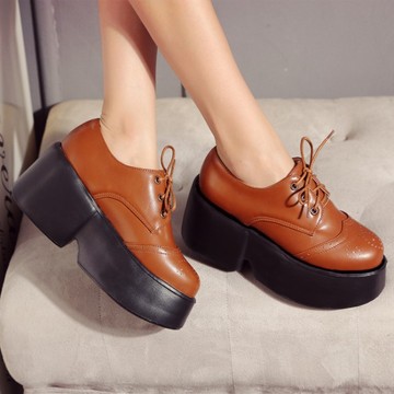 Square round toe platform low-heeled shoes