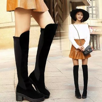 【批发价】15秋季新款时装女靴过膝长靴高跟粗跟骑士靴性感弹力靴