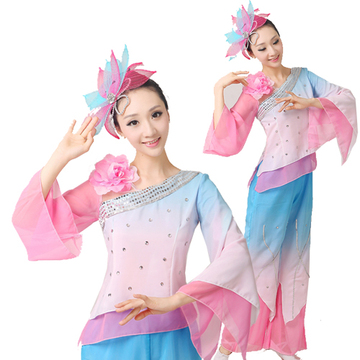 新款古典秧歌民族风演出服饰风酥雨忆江南风情现代舞民族舞蹈服装