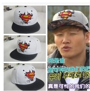 RUNNING MAN金钟国同款帽子钻石超人嘻哈棒球帽韩国时尚平沿帽子