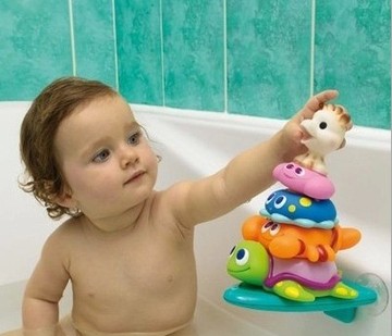法国vulli sohpie苏菲小鹿宝宝洗澡戏水玩具 层层叠彩虹塔