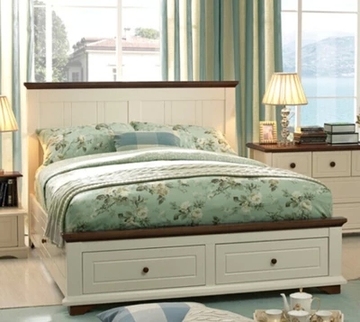 特价 白色 实木松木床 美式乡村 单人床 双人床1.5米1.8米可定制