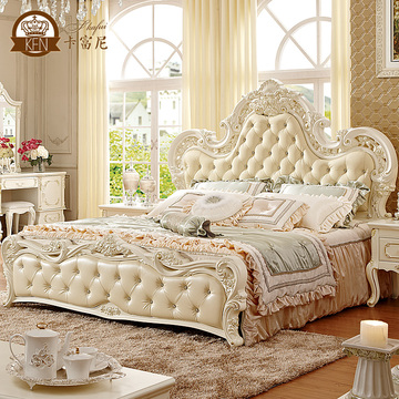 卡富尼家具 欧式床法式床1.8米双人床皮艺床结婚床特价