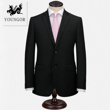 Youngor/雅戈尔西服套装 男士商务结婚求职正装 黑色修身韩版西装