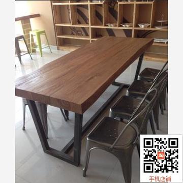 美式乡村铁艺餐桌 复古餐桌 实木原木咖啡桌 茶桌 书桌 loft家具