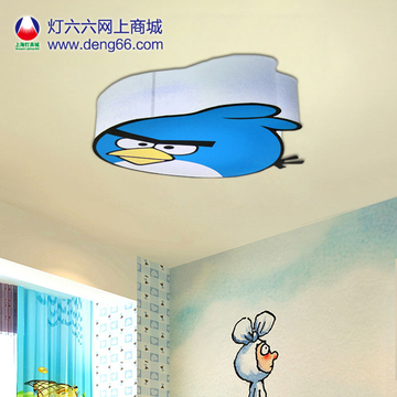 儿童灯儿童房卧室吸顶灯男孩LED温馨愤怒的小鸟卡通创意灯饰灯具