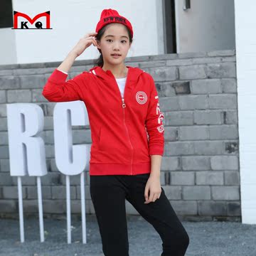包邮童装女童大童大码运动套装秋装2016韩版新款两件套140-175码