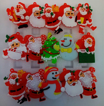 圣诞软胶胸针闪光发光胸章圣诞节创意小礼物圣诞儿童地摊玩具批发