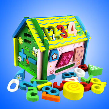 幼得乐形状配对拆装智慧数字屋儿童积木制玩具宝宝认知1-2-3岁