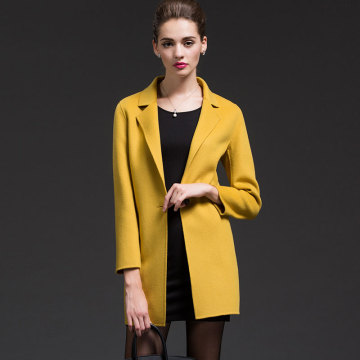 2015秋冬季新款欧美高端纯手工双面羊绒大衣女士中长款毛呢外套