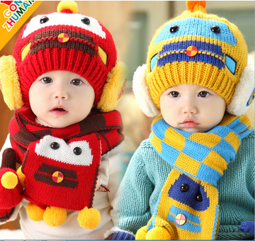 2015新韩版秋冬婴儿帽子宝宝帽男女童0-1-2岁毛线帽护耳帽潮包邮