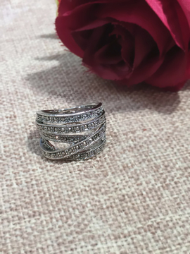 韩国时尚饰品超闪亮钻戒指女食指戒子 镂空满钻夸张百搭个性指环