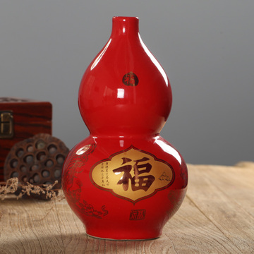 景德镇陶瓷花瓶 现代婚庆礼品 装饰摆件家居摆设 葫芦瓶