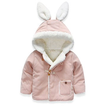 女童冬季棉衣加绒加厚棉服内层羔羊毛 兔子耳朵帽子1-2-3岁宝宝