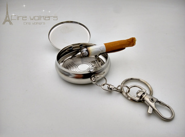 包邮创意烟灰缸带盖迷你便携式小烟缸钥匙扣不锈钢外出必备买2送1