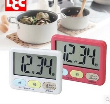 日本LEC强力磁吸超薄宽屏幕倒计时器定时器厨房用烘焙提醒器