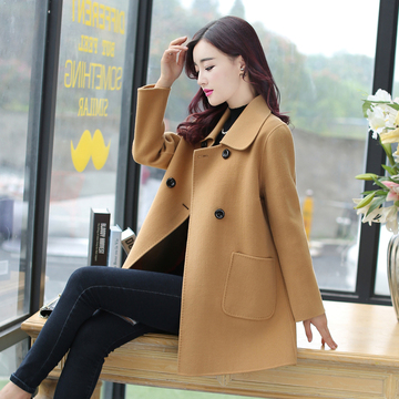 2015秋冬新款韩版女装中长款羊绒大衣修身风衣大码呢子女外套
