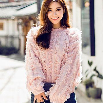 15流苏时尚百搭针织衫时尚甜美纯色长袖韩版针织衫女6293#现货