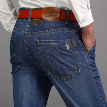 夏季新款NIAN JEEP牛仔裤 男士直筒中腰青年大码吉普盾薄款长裤子