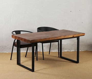 美式复古工业风家具铁艺餐桌北欧实木加厚会议办公桌设计师长书桌
